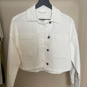 A&F White Crop Denim Jacket